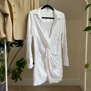 Saks Fifth Avenue front twisted white dress